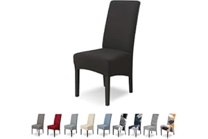 Lydevo Fundas para Sillas Comedor XL Pack de 4 Grande Fundas Elásticas para Silla de Comedor Ajustable Lavables Universal Spandex Cubierta de Sillas para Cocina Hotel Restaurante,Negro