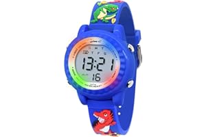 HMJIA 3D Cartoon Design zegarek na rękę dla dzieci, chłopców i dziewczynek, wodoszczelny zegarek dziecięcy z budzikiem, datownikiem, stoperem LED