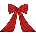 Wavwavw Large Bow Big Coquette Bow for Backdrop Birthday Party Room Wall Decor, Giant Ribbon Tie Hanging Gift Coquette Wall Decor(Red,18 x 24 Inches)
