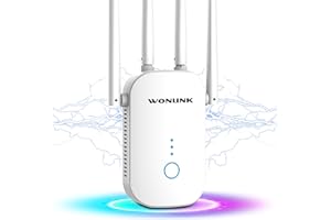 WONLINK Amplificador Señal WiFi, Repetidor WiFi Doble Banda 5G y 2.4GHz, Extensor de WiFi con Puerto Ethernet, Amplificador WiFi Potente con 4 Antenas, 1200Mbps WiFi Booster con WPS, Enchufe-EU