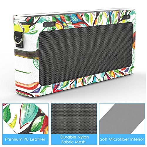MoKo Bose SoundLink III Bluetooth Lautsprecher Hülle Abdeckung, Premium PU Leder Schutzhülle Case mit Handschlaufe/Karabiner für Bose SoundLink 3 Bluetooth Wireless Speaker, Glück Baum - 2