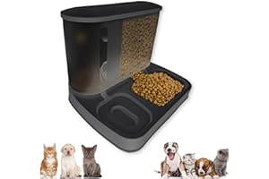 doepeBAE 2-in-1 Automatischer Futter- und Wasserspender für Haustiere,Schwerkraft-Wassernapf Futterspender Katzen Trockenfutter, für kleine und mittelgroße Hunde,Kätzchen (Schwarz)