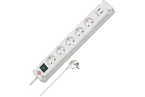 Brennenstuhl Bremounta 5-vägs grenuttag med USB-laddningsfunktion (fleruttag med 90 graders uttag, grenuttag med strömbrytare, fästmöjlighet och 3 m kabel)