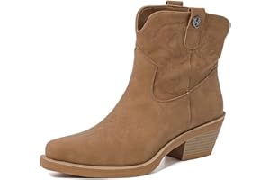 QUEEN HELENA Texani Botas Camperos con Tacón Bajo Vaquero Bordado Punta Western Mujer X28-102