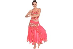 Grouptap Bollywood asian indian arabian jasmine belly dance dress costume blue/purple/pink 2-piece halter top skirt fancy sexy women outfit