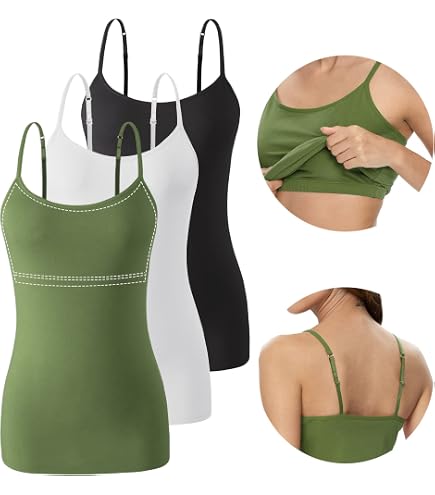 Top Soutien-Gorge Intégré Femme - Débardeur Rembourré Bretelles Fines - Modal Confortable - Taille Réglable