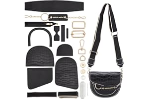 WADORN DIY Ensemble de Fabrication de Sacs en Simili Cuir PU, Kits de Fabrication de Sacs à Bandoulière DIY Texture Crocodile Kit de Fabrication de Sacs à Main en Faux Cuir, Noir