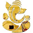 Bikri Kendra - Ganpati Golden Mirror Stickers for Wall, Acrylic Mirror, Wall Mirror, 3D Stickers, Wall Stickers for Room Hall Home and Office