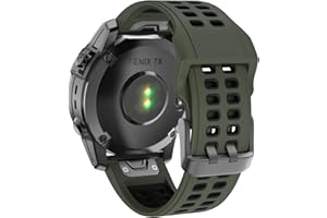ISABAKE Silicone Cinturini di Ricambio Compatibile con Fenix 7X/Fenix 6X/Fenix 6X Pro/Fenix 5X/Fenix 5X Plus/Fenix 3/HR/Descent MK1/D2 Delta PX/D2 Charlie, Quick-Fit 26mm Sport Cinturino loop.