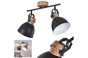 HOFSTEIN Lampada da parete Orny, lampada da parete regolabile in metallo/legno in zinco/marrone, 1 luce, 1 attacco E27, spot da parete in design retro/vintage, senza lampadina/e