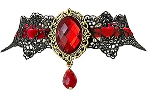Aabellay Gothic Black Lace Necklace Steampunk Vampire Choker Punk Victorian Costume Party Retro Vintage Wedding Party Prom Festival Halloween Jewelry for Women Girls - Y051