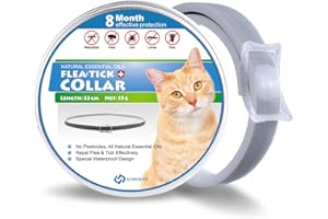 SCIROKKO Cat Flea and Tick Collar - 8 Months Effective Protection - Adjustable Natural Oil Pet Flea Collar for Kitten Cats Puppy 33cm