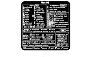 DREAM AURORA Mac OS Keyboard Shortcut Stickers - No-Residue Laminated Vinyl for 13-16in MacBook Air/Pro (Black)