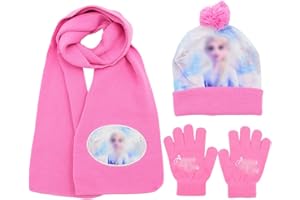 CBOSNF Invernali Sciarpa Set 3Pcs Cappello di Guanti Invernali dei Cartoni Animati Caldo Beanie Hat Kit Cappello Guanti Sciarpa Per Ragazze Da 2 A 8 Anni
