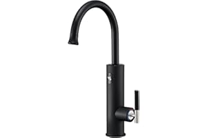 ESIP Wasserhahn mit Durchlauferhitzer,Armatur mit integriertem Durchlauferhitzer Wasserhahn,3000W Temperaturanzeige elektrischer Wasserhahn,Küchenarmatur 360° schwenkbar (Schwarz)