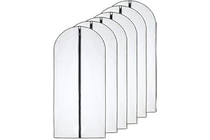 HOMECLEAN Clothes Covers Protector Bags Translucent Dustproof MothProof Anti-mite Breathable Zipper Dresses Bags Garment Bags Dress Suits Covers for hanging Clothes Wardrobe Storage Suit Carriers 6 PCS 60*100cm