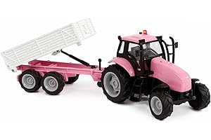 Van Manen Kids Globe Traffic Tractor with Trailer Die Cast (with Light and Sound, Pink) 510241