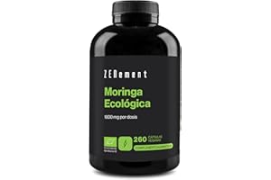 Moringa Ecológica 1800 mg por Dosis - Superalimento Bio con Vitaminas, Minerales y Antioxidantes - Alta Concentración y Pureza - 260 Cápsulas Veganas - Suministro 3 Meses - Zenement