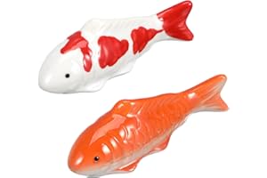 VANZACK Floating Fish, 2 Pieces Floating Ceramic Koi Fish Floating Goldfish Koi Fish Realistic Koi Fish Statue Koi Fish Decoration for Fairy Garden Pond Fountain