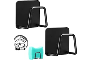 UKOFEW 2 Piezas Soportes de Esponja Adhesivos, Gancho para Estropajos, Acero Inoxidable 304, Soporte Gancho Estropajos Cocina, Soporte de Esponja de Acero Inoxidable para Almacenamiento en Cocina y Baño