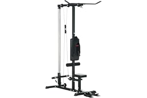 SPORTNOW Station de Musculation - Aosom.FR x FFHandball - Station à Poulie, tirage Poitrine - LAT pulldown Machine - Banc de Musculation, Haut du Corps