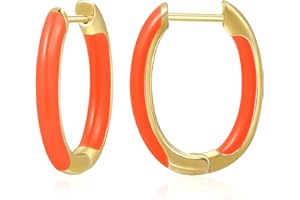 MESOVOR 18K Gold Plated Enamel Color Hoop Earrings, U-Shaped Small Lightweight Huggie Earrings Gifts for Women Girls