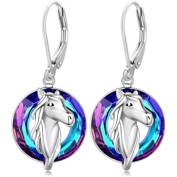 Boucles D'oreilles Enfant Cheval En Argent 925 - Hypoallergéniques, Sans Nickel - Idée Cadeau Pour Petites Filles