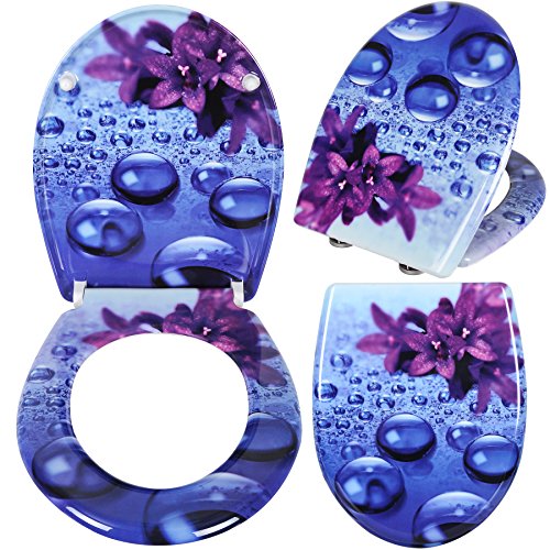 WOLTU 2474 Toilettensitz Wc Sitz mit Absenkautomatik, Duroplast, Fast Fix/Schnellbefestigung, Softclose Scharnier, Antibakteriell, Violett - 2