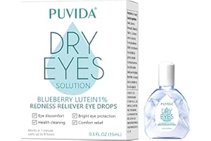 HBESTY Intensive Soothing Eye Drops with Blueberry Lutein 1% - Relief for Dry Eyes, Redness & Tired Eyes, 15ml/0.5fl oz