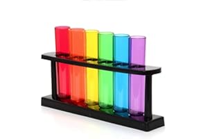 CKB LTD - Bar Amigos - Set di bicchieri per liquore a forma di fiale da laboratorio, in plastica, con supporto, colori: lilla/blu/verde/giallo/arancione/rosso