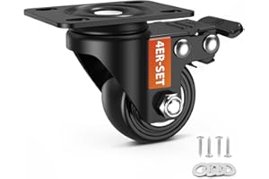 Deutnart Schwerlastrollen, 50 mm Robuste Möbelrollen, Rollen für Möbel Tragfähigkeit von 300 kg, Geräuscharme Lenkrollen mit Oberer Platte für Wagen Möbel Werkbänke Paletten - 4er Rollen Schwerlast