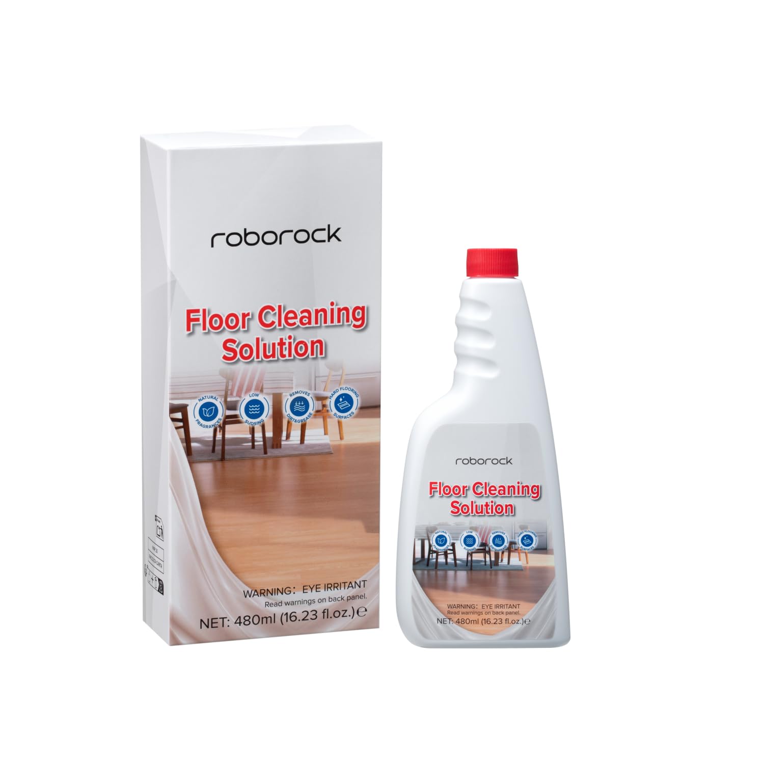 roborock Original Agente Limpiador de Pisos, para Todos Robot Aspirador, Aspiradora inalámbrica en seco y húmedo, Sin Formación de Espuma Ni Rayas, Concentrarse, 480ml, Dilución 1:200