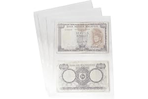 PCCB MINGT 10 hojas internas estándar a 9 foros, de un solo lado, para álbumes, estampillas, billetes, colecciones, páginas internas para álbumes de monedas y suministros (Transparente, 2 Bolsillos)