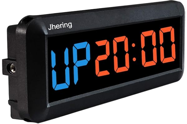 Jhering LED Minuterie d'intervalle, Compte à rebours Horloge,Chronomètre, Minuterie de Gymnastique avec télécommande, Minuterie d'entraînement pour la Remise en Forme au Garage à Domicile(Bleu/Rouge)