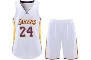 YIWAWQIAN Maillots de Basketball Enfants/Adulte Violet No.24 Maillots Jersey de Basket-Ball Ensemble pour Garçon/Homme, Pantalon de Basketball pour Enfants Gilet Top Shorts