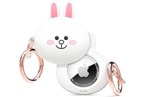 elago l LINE FRIENDS Custodia in Silicone Compatibile con Apple AirTags Tracker Cover - Protezione Completa Anti Cadute, Con Portachiavi, Design Semplice, Antigraffio [Merce Ufficiale] (CONY)