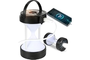 EAGEEN Luz Camping Solar Recargable Lampara Led Linterna Cámping Bateria 2600mAh Luces Emergencia Portatil Luces para Senderismo, Cámping, Pesca, Cortes de Energía Negro