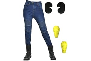HOMDECR Femme Pantalon Moto,Jeans Moto Très Extensible Respirant Randonnee Pantalon De Travail Cargo Racewear Protection Moto Pantalon avec 4 Protéger Pads Amovible