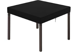 Dokon Garden Table Top Covers Waterproof Square Outdoor Table Cover Heavy Duty Oxford Fabric Windproof Anti-UV Garden Furniture Covers, Patio Furniture Top Cover (90x90x15cm) - Black