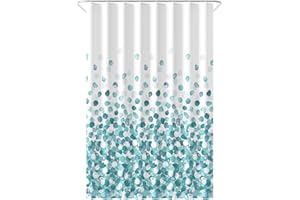 Loti Living Zasłona prysznicowa 120 x 200 cm – odporna na pleśń i działanie wody - tkanina poliestrowa - z taśmą obciążającą - w zestawie z haczykami - Blue ocean