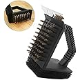 Luxula 3 in 1 Multifunctional Durable BBQ Tool Sponge Corner Steel Wire and Scraper Barbecue Grill Cleaning Brush (1 Pcs-Black)