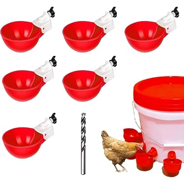 5 Hühnertränken Mit Bohrer – Automatische Geflügeltränke Für Hühner, Wachteln, Enten, Mit Edelstahlfeder, Für Eimer & PVC-Rohr