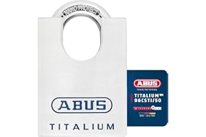 ABUS Titalium hänglås 96CSTI/50 – lätt låskropp av massiv special-aluminium – med integrerat bygelskydd – ABUS-säkerhetsnivå