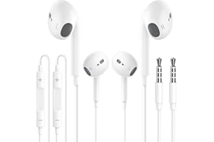 WETSKY 2 Pack Écouteurs Intra-Auriculaires avec Câble, Jack 3,5 mm avec Microphone et Contrôle du Volume, Écouteurs Antibruit pour Samsung, iPad, Xiaomi, MP3/4, Hua-wei, iPhone 6/5/SE, etc. Appareils Audio