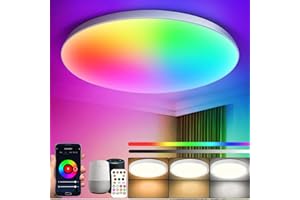 Woukksy Led Lampa Sufitowa Nowoczesna 24w Ø30*5.5cm Inteligentna Lampa Sufitowa Wifi RGB Ściemniania Z Aplikacją I Pilotem Dla Sypialni, Łazienki, Kuchni, Pokój Dzieci, Salon.