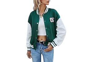Geagodelia Damen College Jacke Sweatjacke Baseball Jacke Vintage Kurze Übergangsjacke Sweatshirt mit Knopf Y2K Fashion Top Frühling Herbst