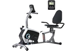 ISE Vélo d'Appartement Semi-Allongé Magnétique, Vélo Couché 8 Niveaux Résistance, Velo Semi Allongé Roue Transport, Impulsion&Ecran LCD, Velo d appartement Semi Allongé Siège Réglable Ergonomique