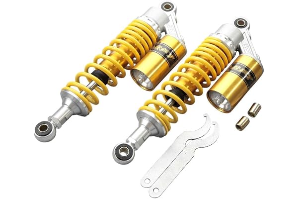 Hegeiisy 340mm 13.38 pouce 7mm printemps Vélo universel de saleté de scooter de quadruple de suspension arrière d'amortisseur de moto de moto pour 50cc 75cc 90cc 125cc 150cc 250cc 300cc Jaune