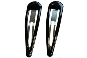 9cm Large Big Plain Black Bendies Sleepies Snap Clips Hair Clips Slides for Women Girls by Glitz4Girlz