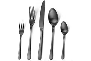 Targzier Besteck Set für 6 Personen,30 teilig Schwarz Mattiert Essbesteck Set,Besteckset inkl. Messer,Gabel,Löffel,Schwarzes Bestecksets aus Edelstahl,Matt&Spülmaschinenfest